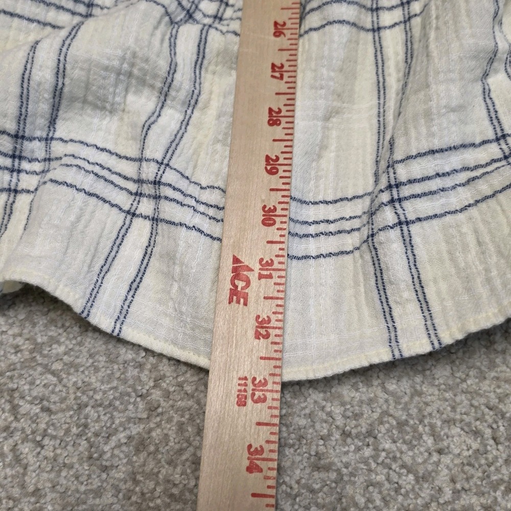Faherty Women Small Dune Organic Cotton Gauze Woodstock Skirt Ivory Blue Plaid - Picture 10 of 12